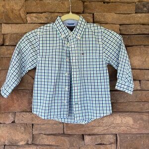 Tommy Hilfiger Blue and Green Plaid Button Down Shirt